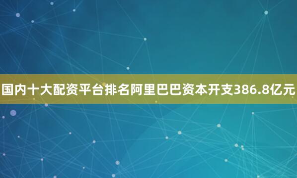 国内十大配资平台排名阿里巴巴资本开支386.8亿元